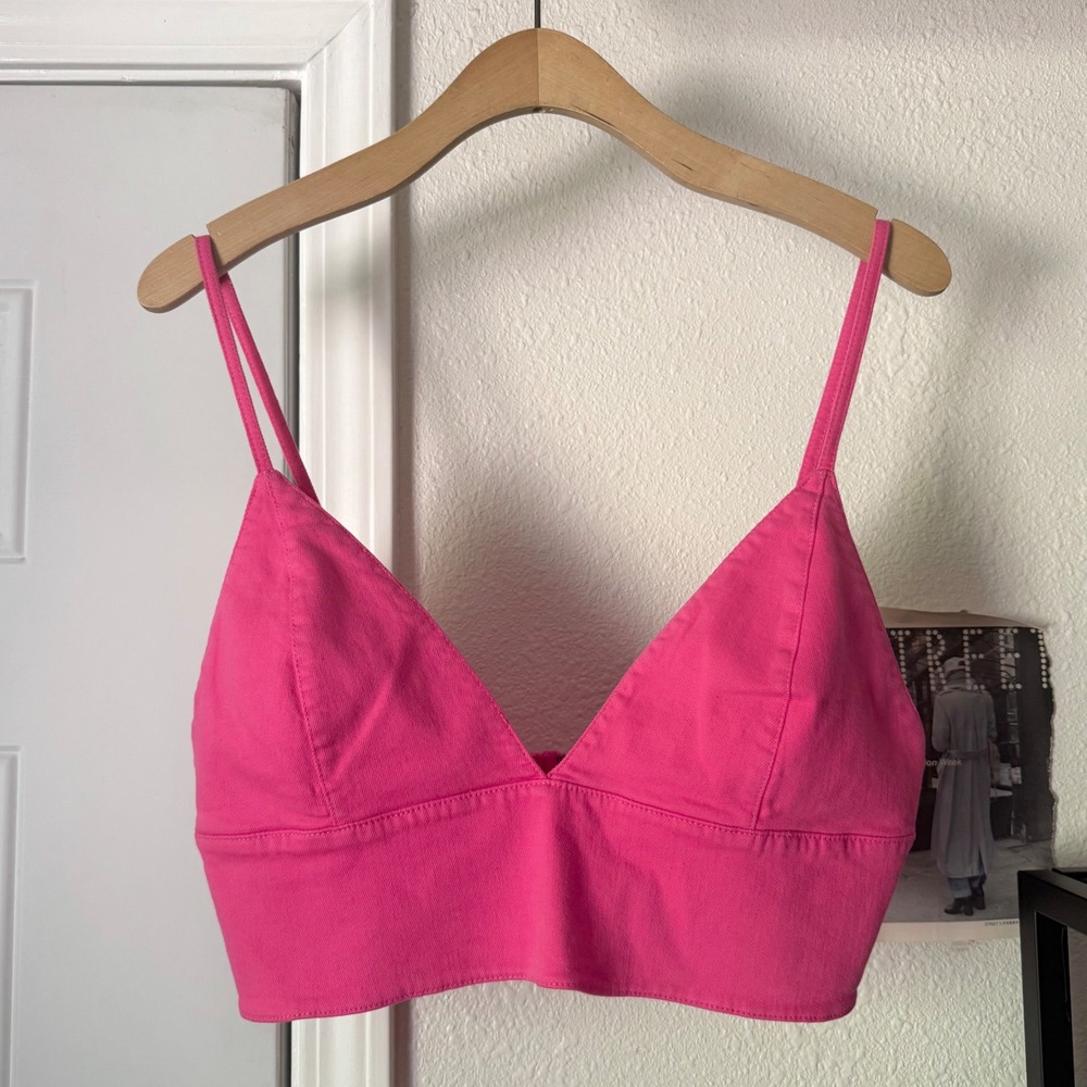 ALICE + OLIVIA pink cotton bustier corset cropped tank top
